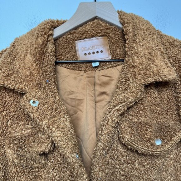 Blank NYC Women Teddy Sherpa Jacket Medium Brown Cinnamon Stick Outdoor Cozy - Picture 3 of 10